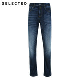 SELECTED Men&#39;s Winter Decorative Woven Braids Mid-rise Straight Fit Jeans S|418432519